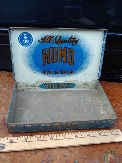 humo metal cigar box|Vintage Humo Cigar Box Detroit Michigan Tobacco .